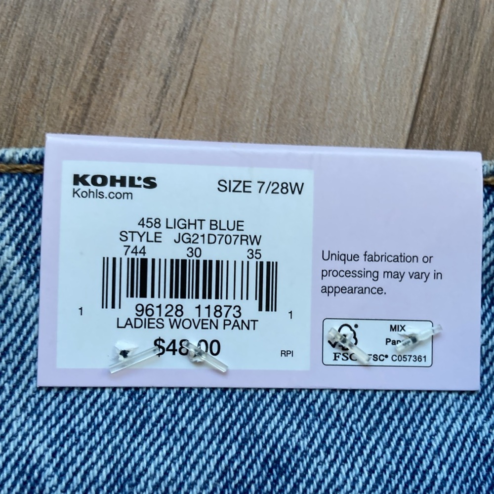 SO Super high rise straight woven denim jean pant quilted design waistband 7 28 - Picture 15 of 17